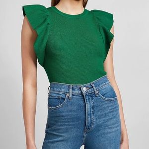 Ruffle Sleeve Crew Neck Tee